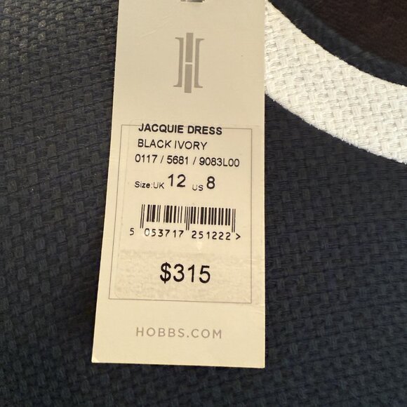 HOBB Jacquie Dress, size 8 Black /Ivory - Picture 2 of 14